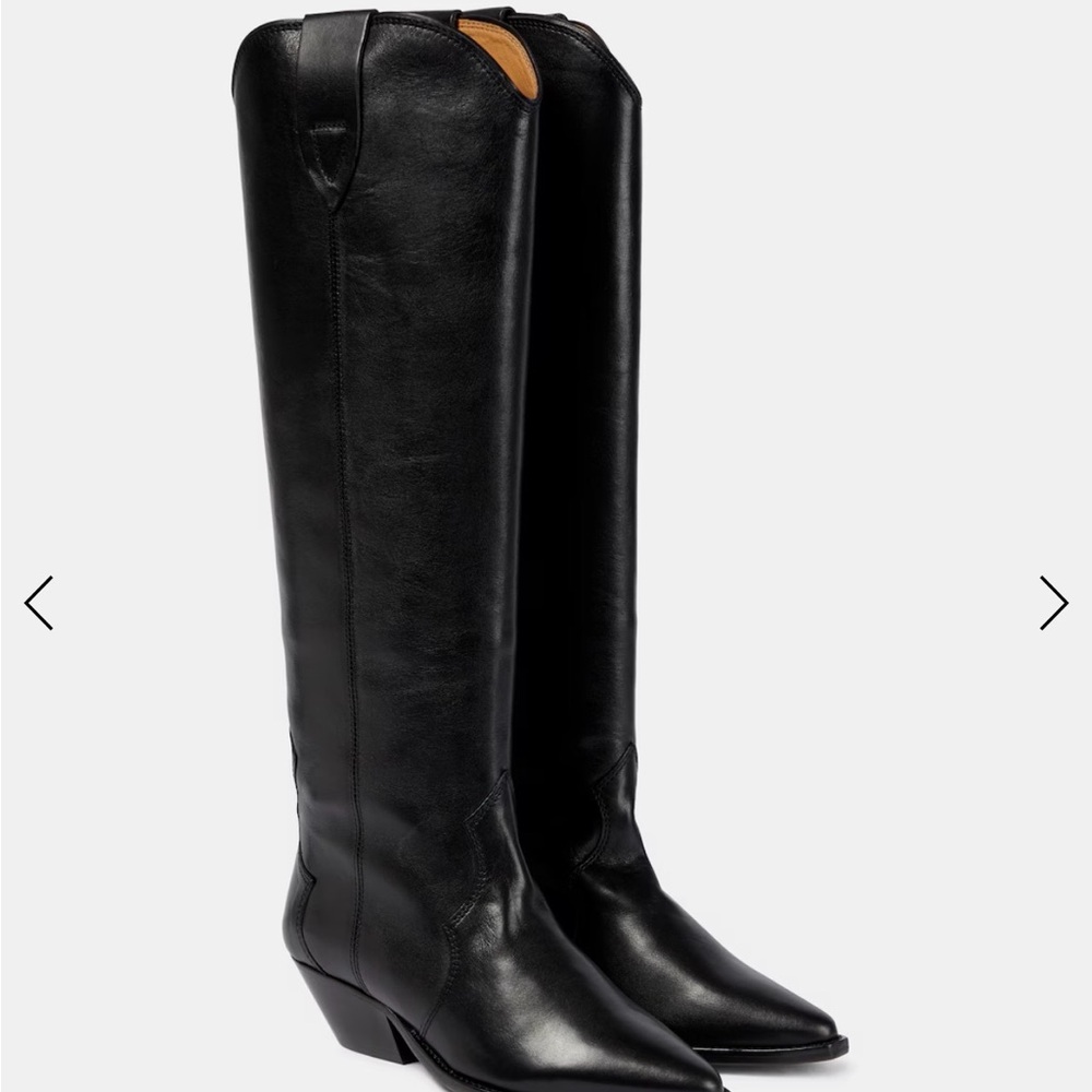 Brand New Isabel Marant Black Leather Knee-High Western style  Boots